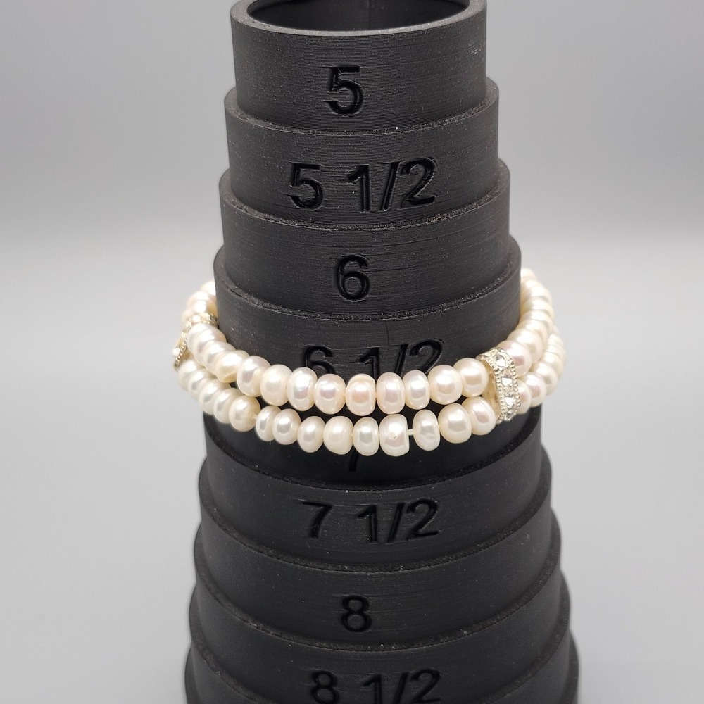 Double Strand Pearl Bracelet 6.5-7" Faux Pearls Rhinestone Spacers Elegant